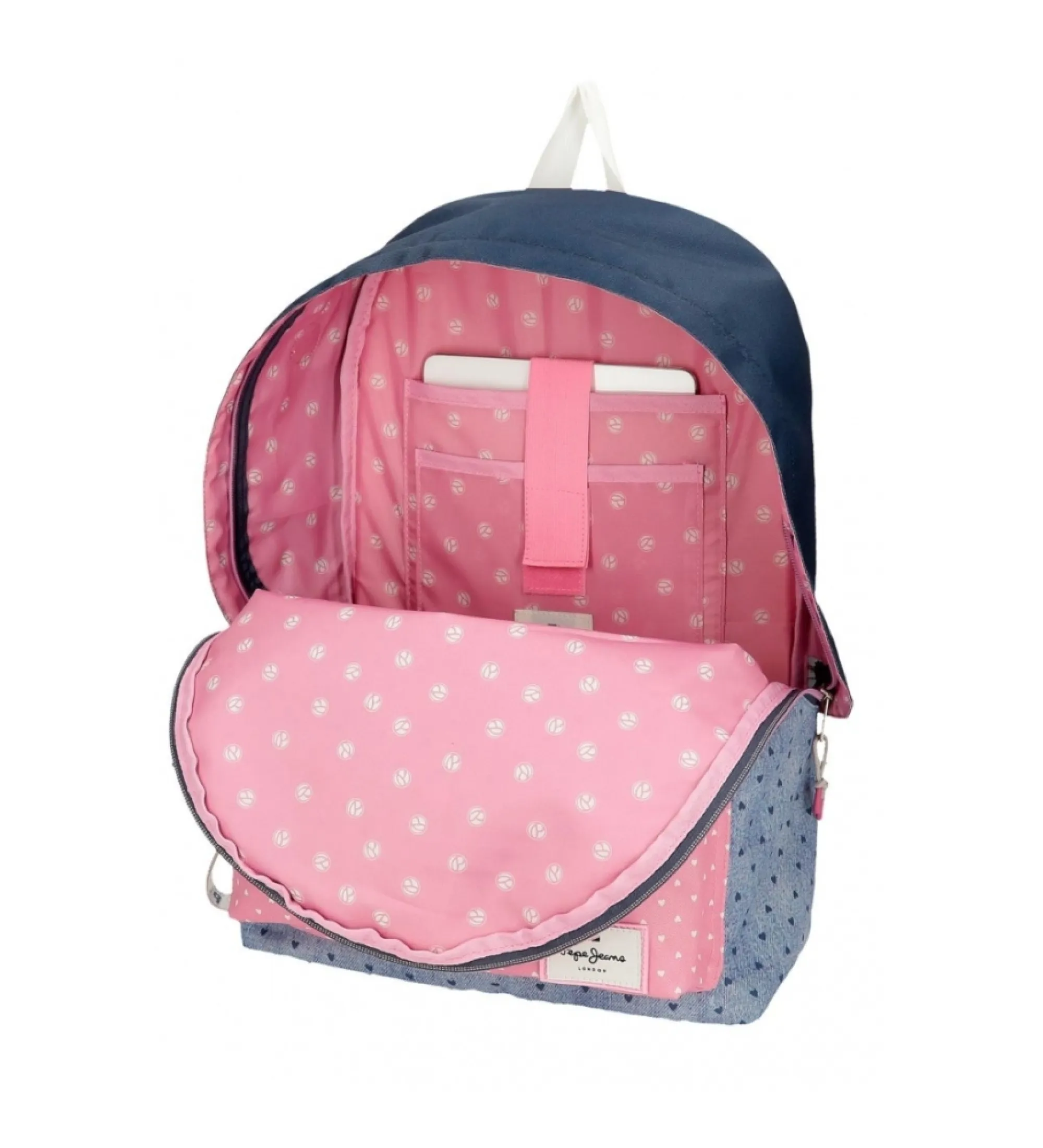 Pepe Jeans Noni Denim Backpack 42cm in Blue, Pink