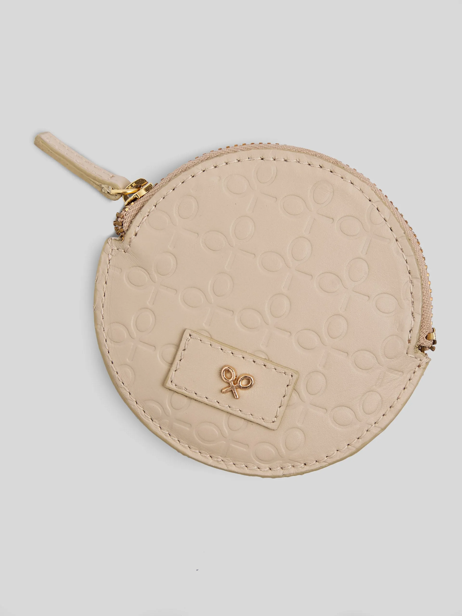 Monedero silbon piel beige