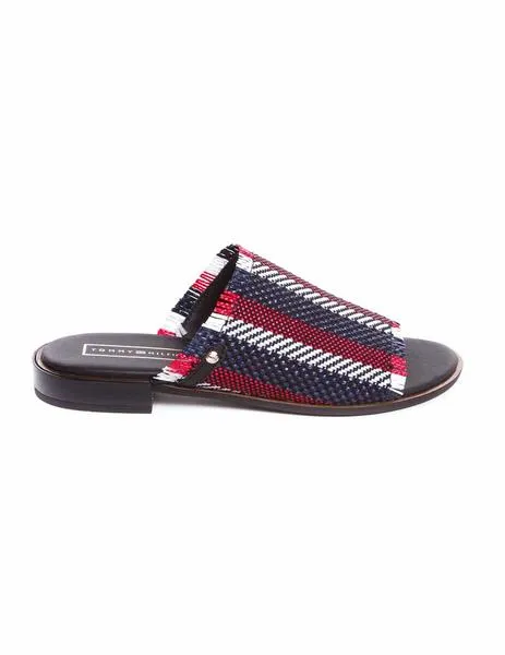 mule tommy hilfiger de rafia multicolor