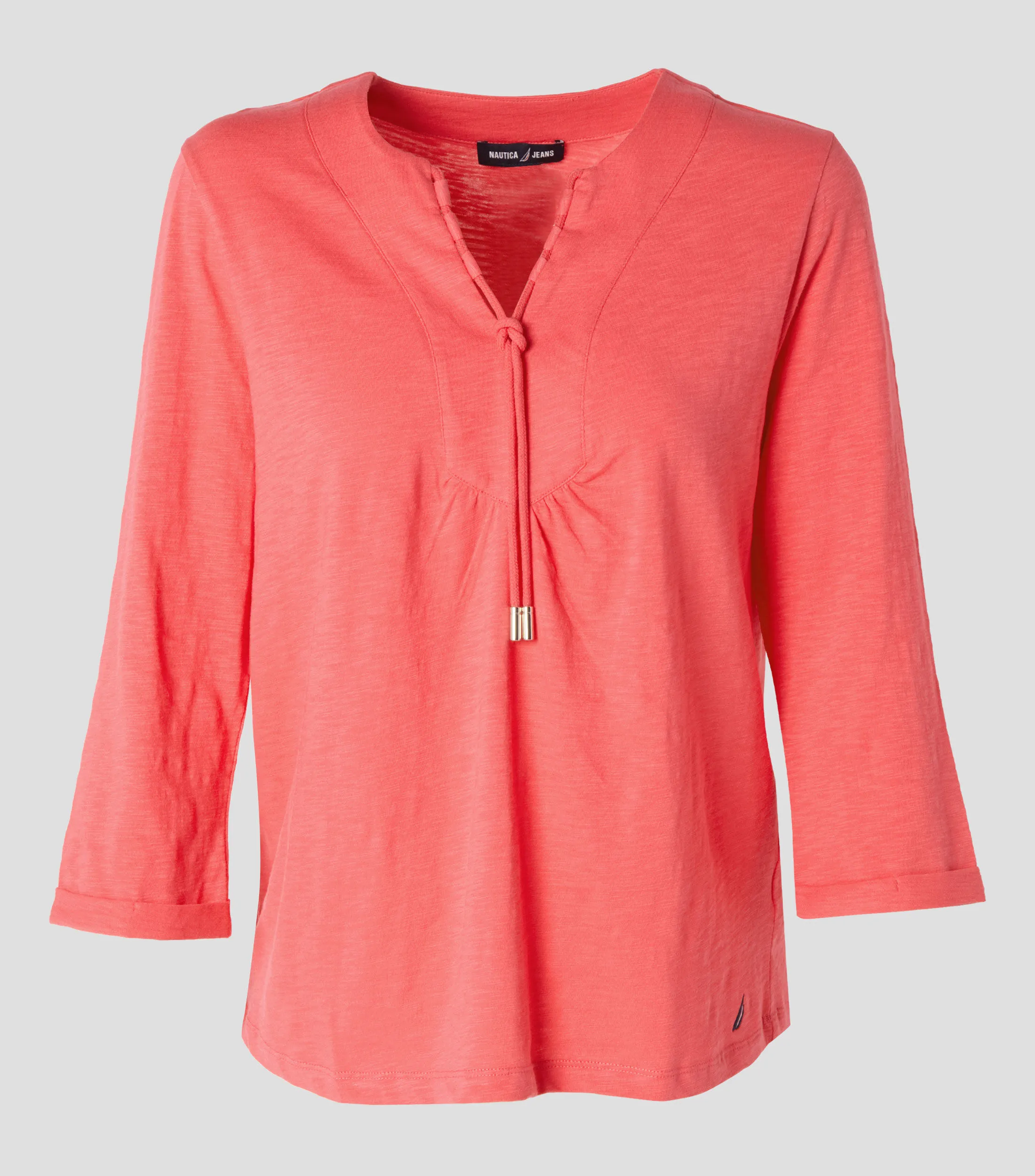 Nautica Blusa con jareta manga 7,8 Mujer