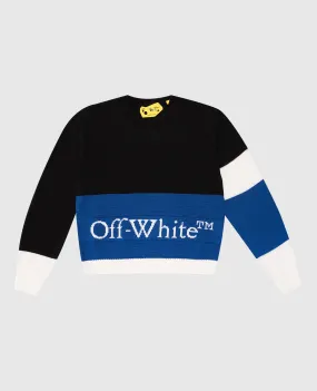 Children's black wool sweater logo