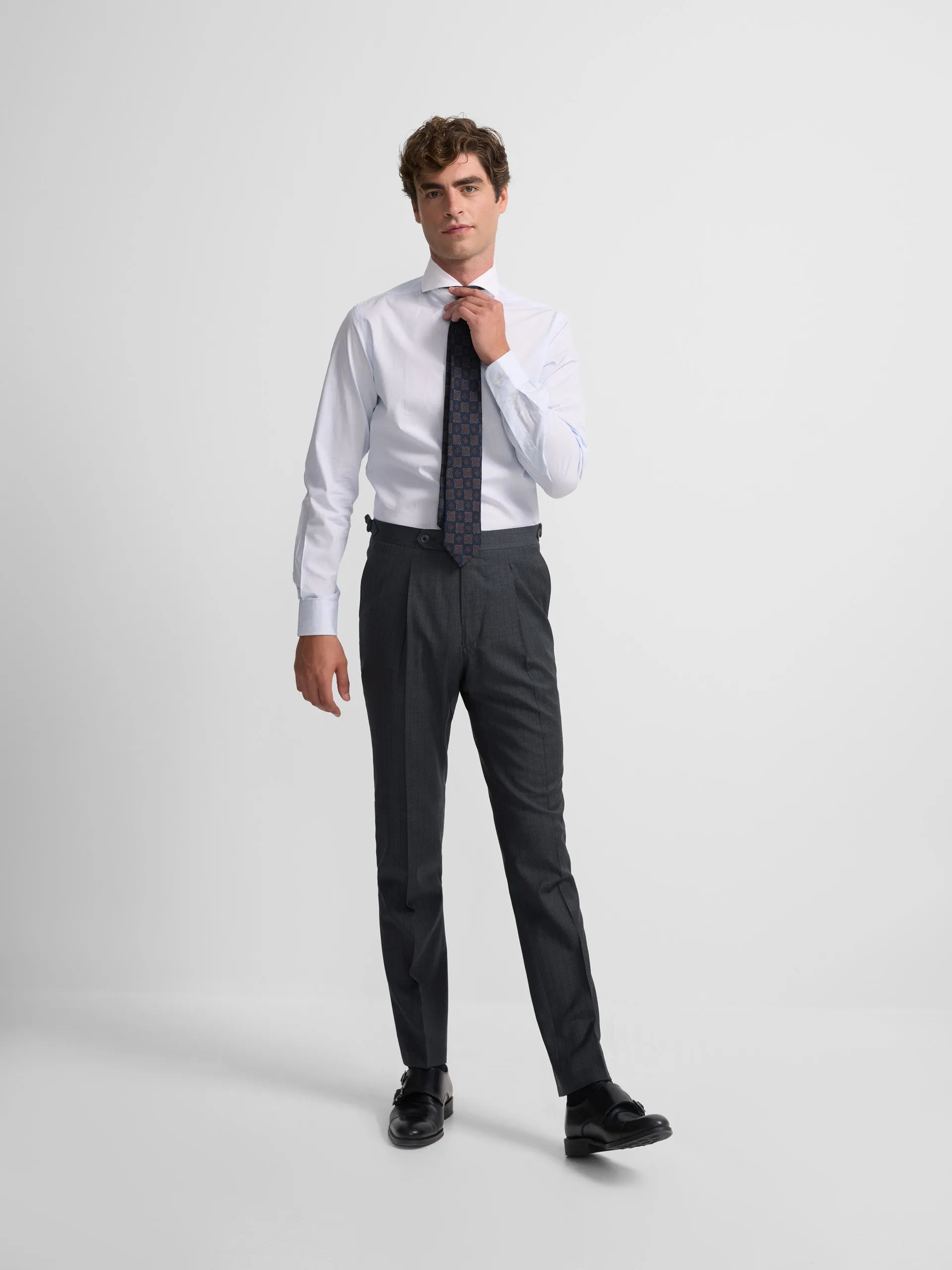 Pantalon traje cruzado diplomatico gris medio