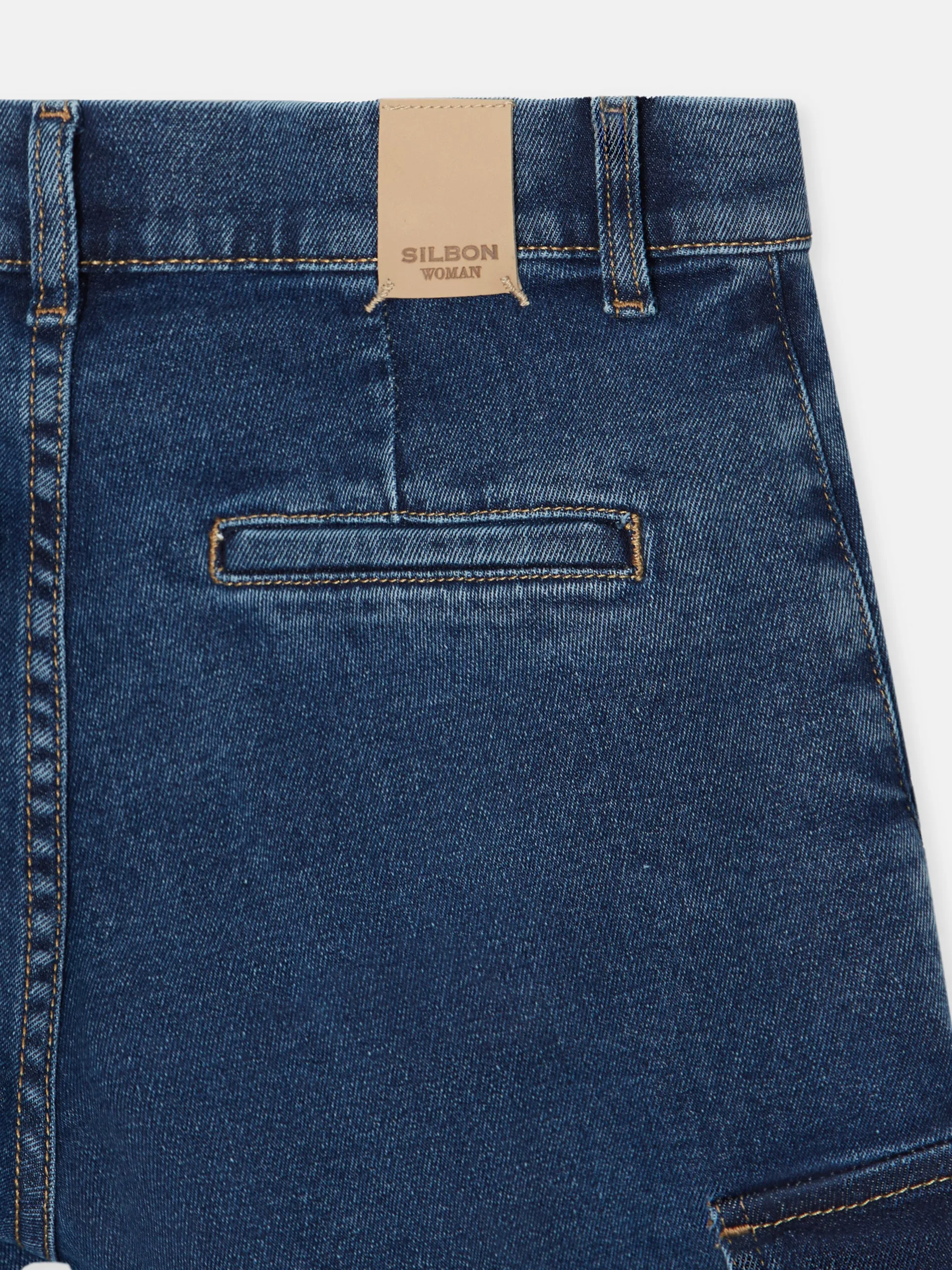 Pantalon woman denim cargo azul