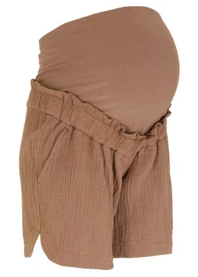 Clay muslin maternity shorts