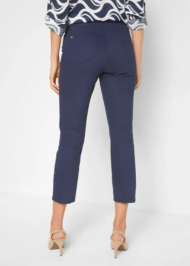 Elastic dark blue capri pants