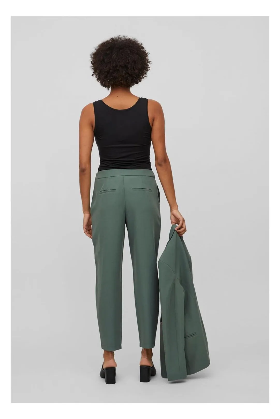 Vicarrie Green Duck Straight Fabric Pants - Shop Now!