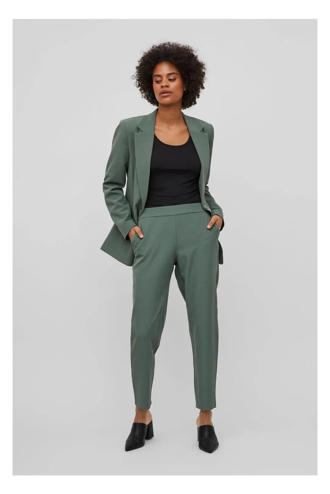 Vicarrie Green Duck Straight Fabric Pants - Shop Now!