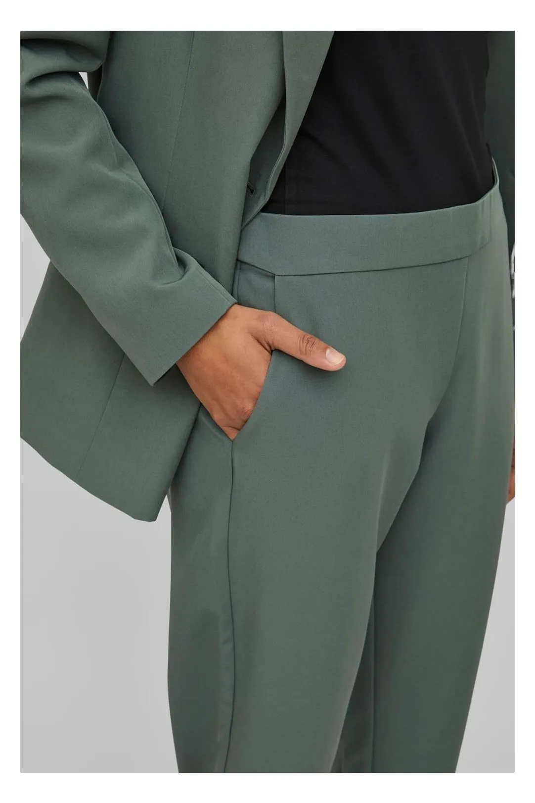 Vicarrie Green Duck Straight Fabric Pants - Shop Now!