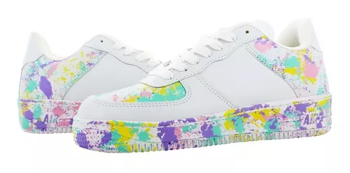 Perugia Tenis Urbano Blanco/colores Pastel Para Mujer 79644