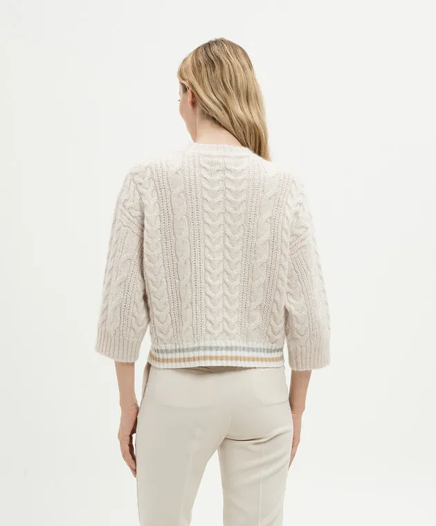 Peserico Beige wool silk cashmere sweater sequins