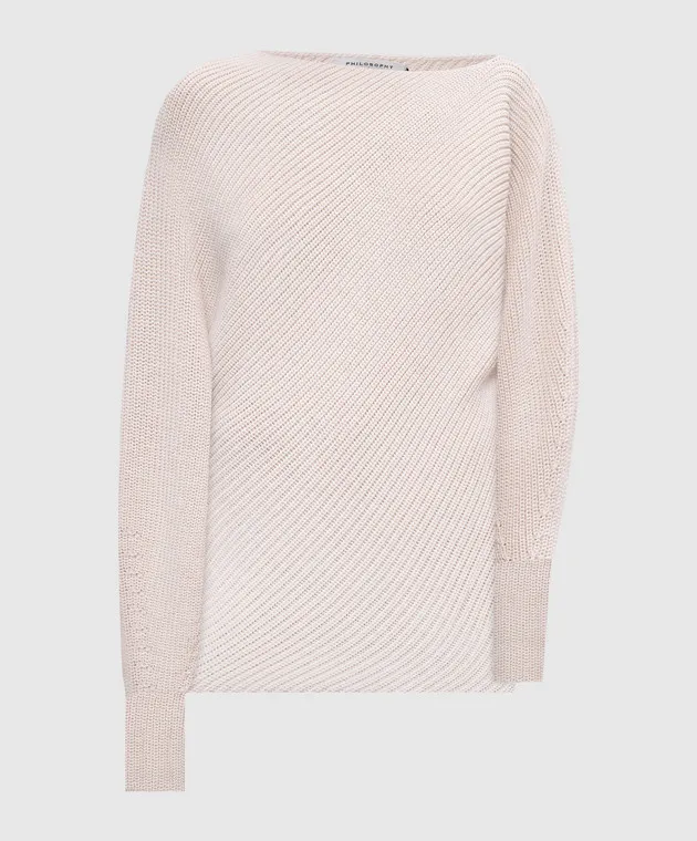 Beige sweater wool asymmetric cut