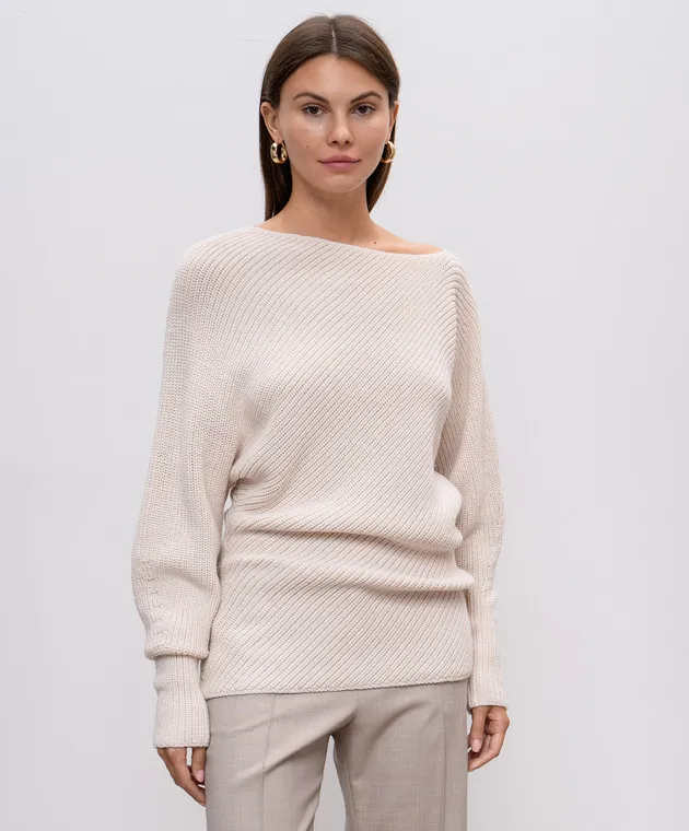 Beige sweater wool asymmetric cut