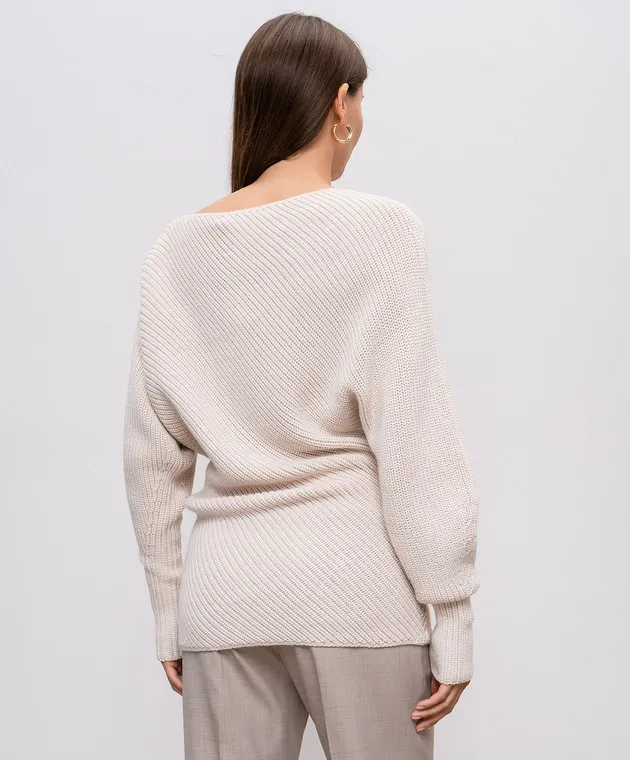 Beige sweater wool asymmetric cut