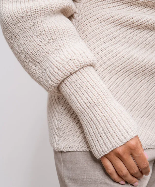 Beige sweater wool asymmetric cut