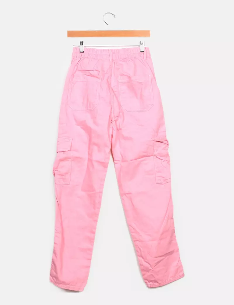 Pink denim cargo Stradivarius jeans