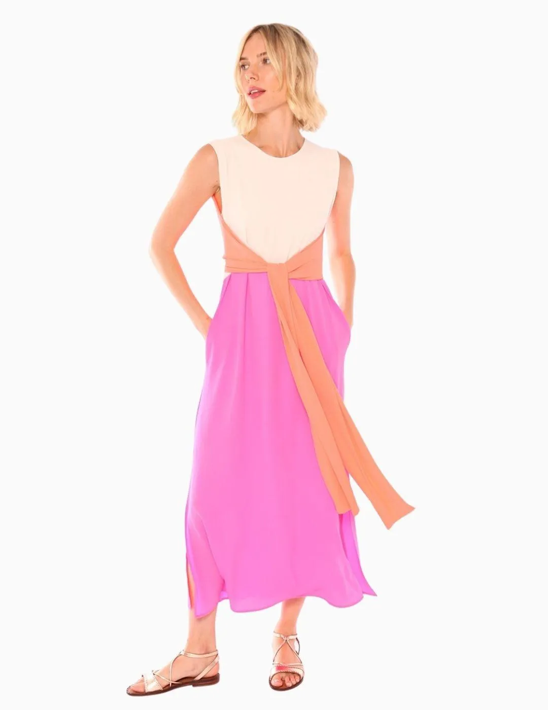 Pink Georgette Vilagallo Tina Dress