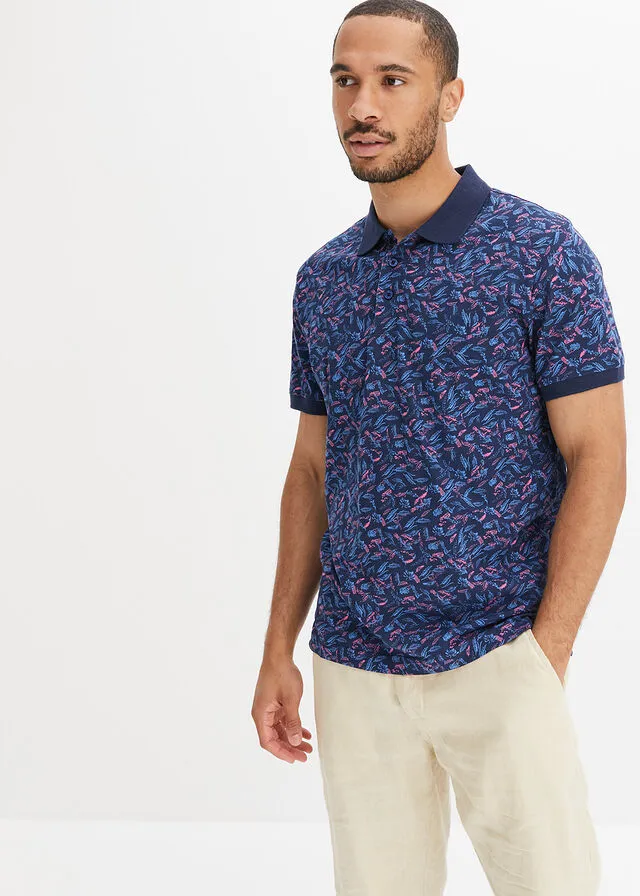 Navy Blue/Sky Blue/Flamingo Pink Polo Shirt - Buy Now