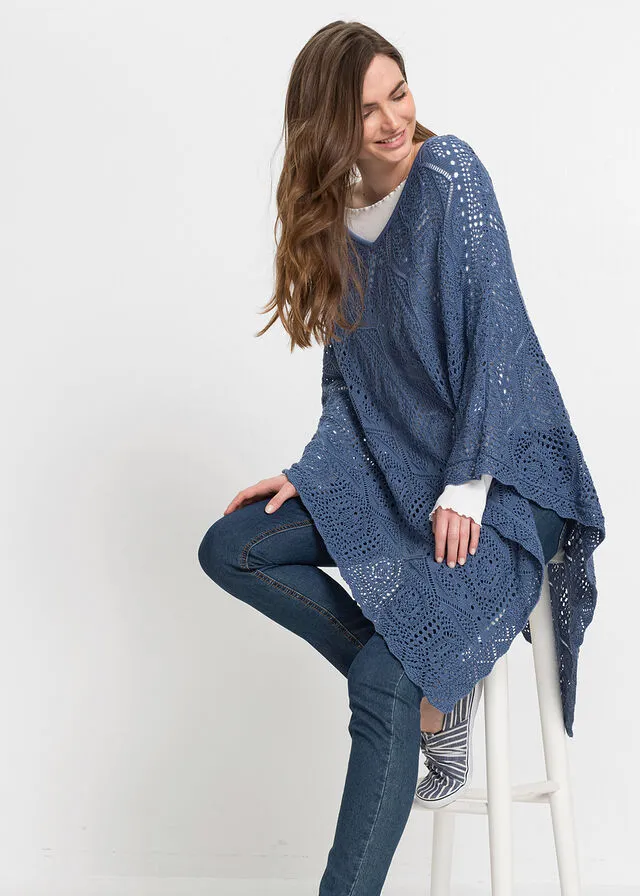 Blue denim poncho