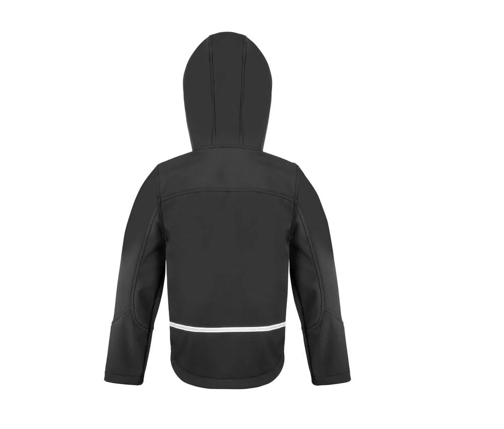 Result RS224J - Softshell capuche enfant - Negro / Gris