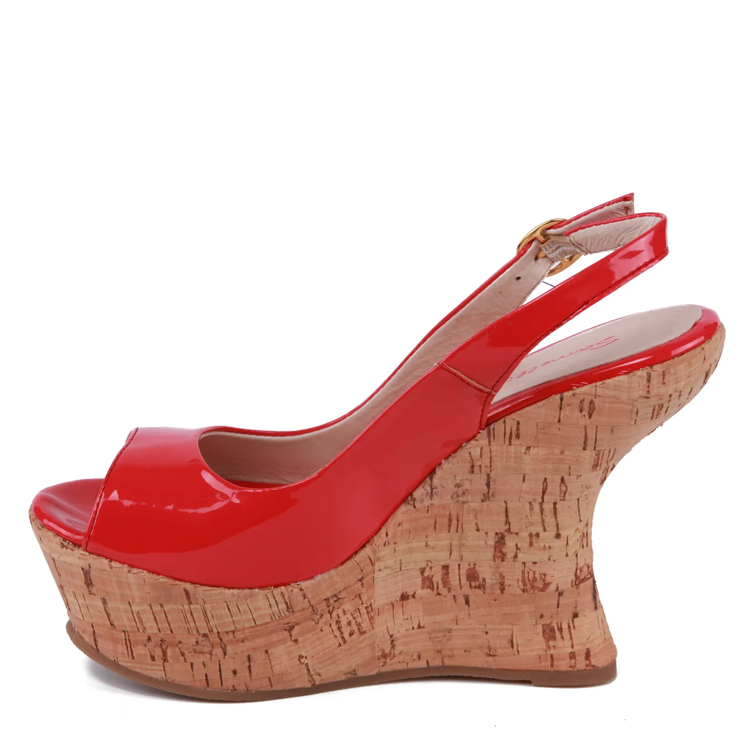 Sandalias cuña rojo mujer I love