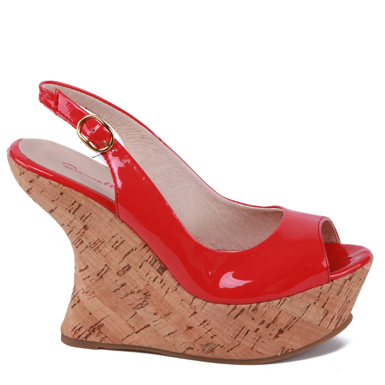 Sandalias cuña rojo mujer I love