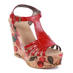 Sandalias cuña rojo mujer Samelli