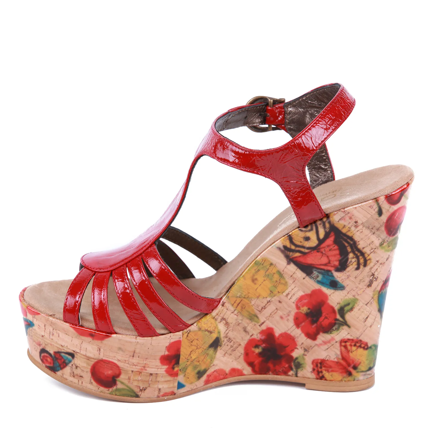 Sandalias cuña rojo mujer Samelli