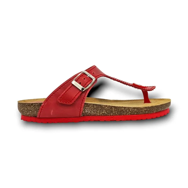 Sandalias de mujer en piel con plantilla acolchada, modelo 502BLU Rojo de Blusandal