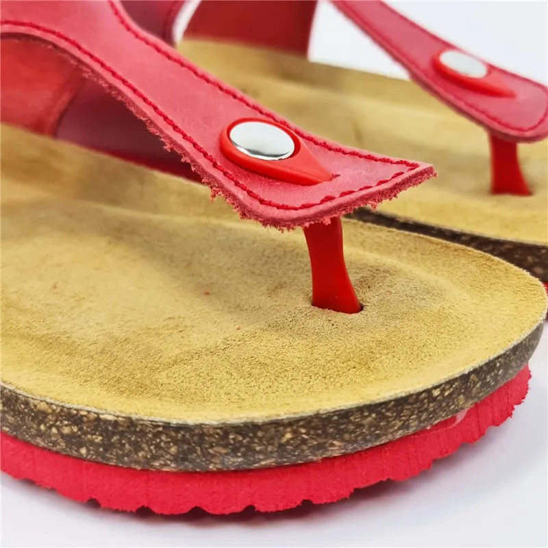 Sandalias de mujer en piel con plantilla acolchada, modelo 502BLU Rojo de Blusandal