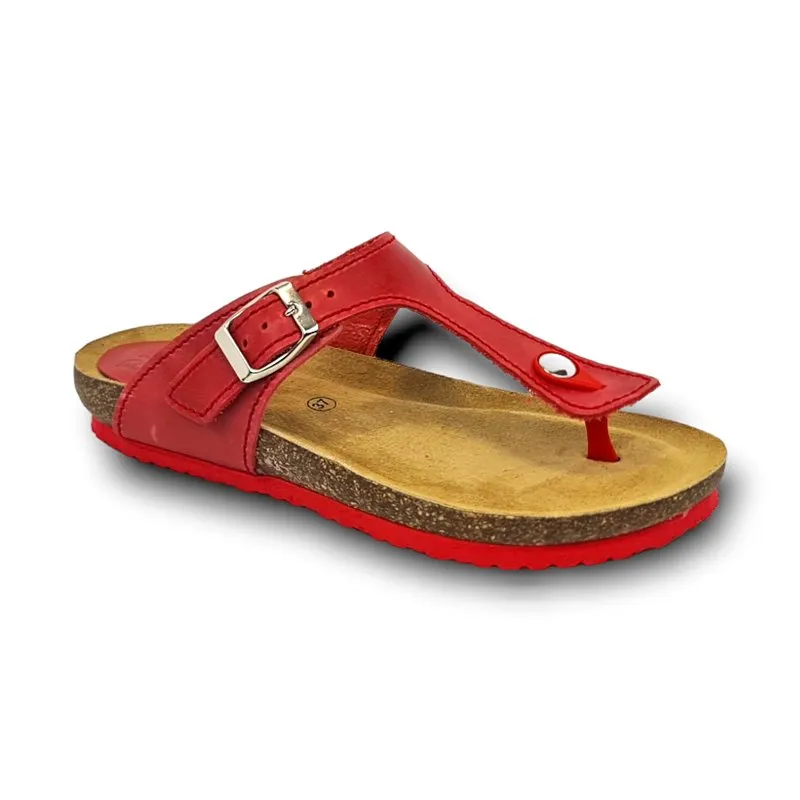 Sandalias de mujer en piel con plantilla acolchada, modelo 502BLU Rojo de Blusandal