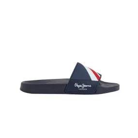 Pepe Jeans Men's Blue - White Slider Texture Sandals;