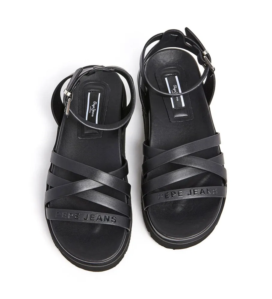 Pola Cross Black Sandals