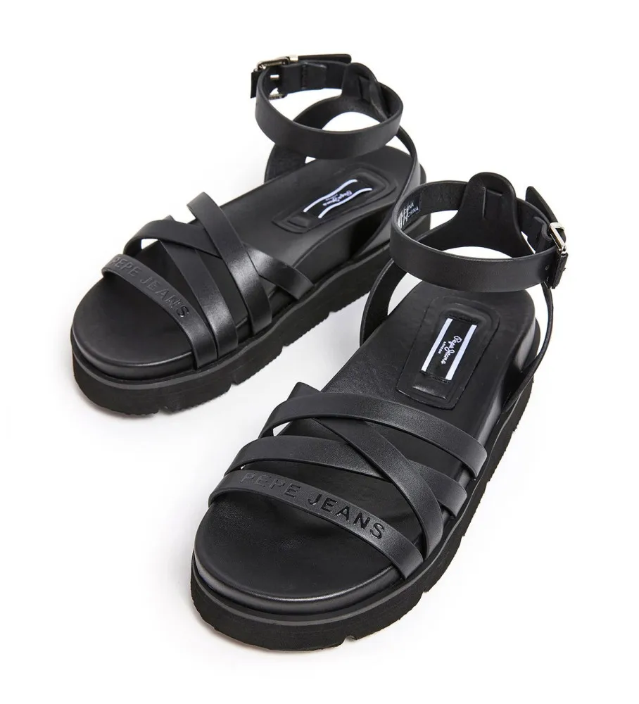 Pola Cross Black Sandals