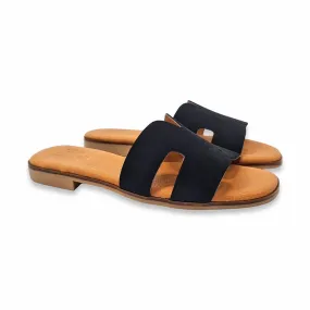 Sandalias Chancla Mujer Piel Plantilla Gel 281 Negro Blusandal