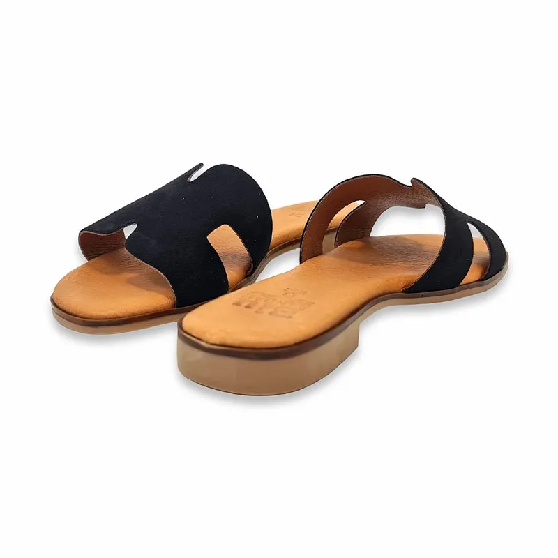 Sandalias Chancla Mujer Piel Plantilla Gel 281 Negro Blusandal