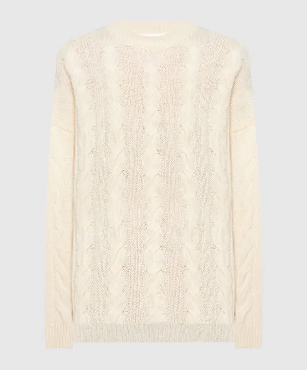 Solotre Beige sweater wool cashmere textured pattern