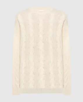 Solotre Beige sweater wool cashmere textured pattern