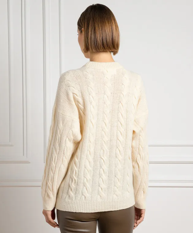 Solotre Beige sweater wool cashmere textured pattern