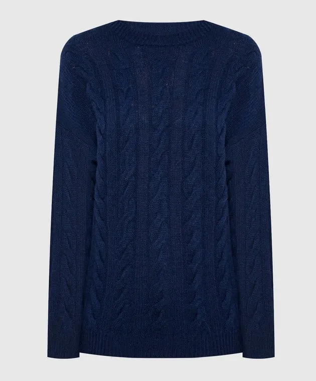 Solotre Blue sweater wool cashmere textured pattern