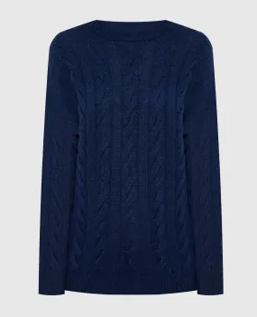 Solotre Blue sweater wool cashmere textured pattern