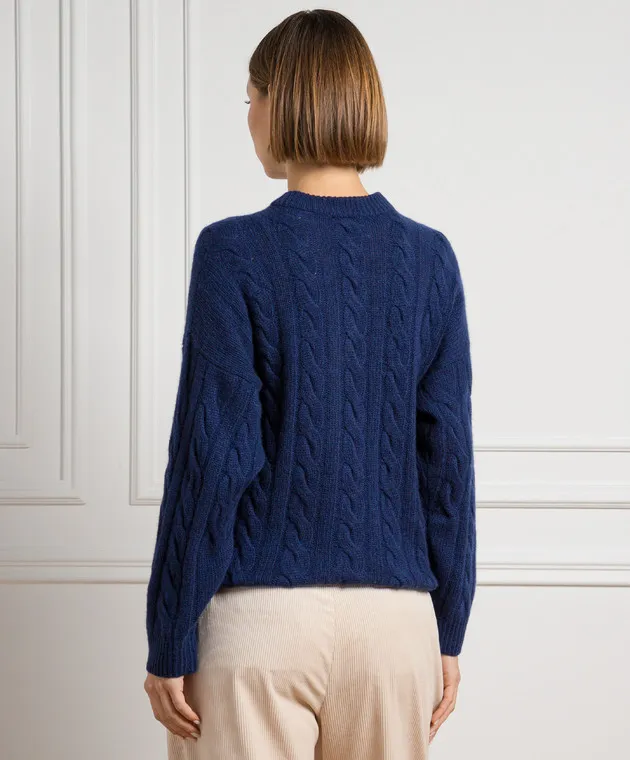 Solotre Blue sweater wool cashmere textured pattern