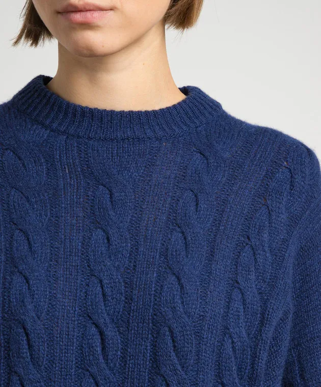 Solotre Blue sweater wool cashmere textured pattern