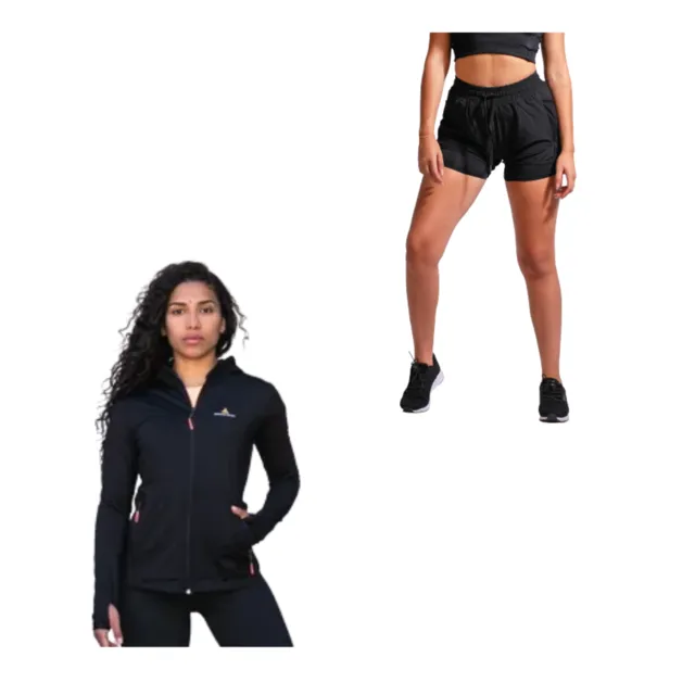 Sports Set Women's Lycra Jacket + Shorts with Leggings - Shop Now