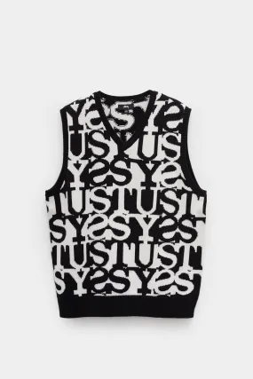 STUSSY IVORY STACKED SWEATER VEST