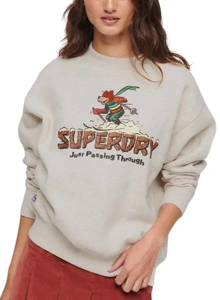 Superdry Gray Women's Travel Postcard Sweatshirt