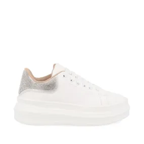 Tenis Urbano Trender color Blanco con brillo plateado para Mujer