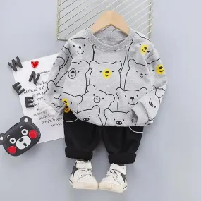 Toddler Kids Sport Clothing Cartoon Bears T-Shirt Jeans Set