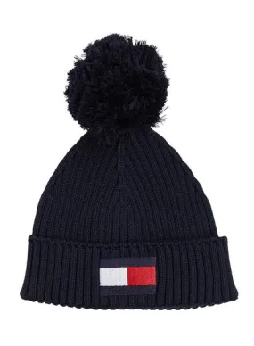 Tommy Hilfiger Big Flag Pom Pom Negro Beanie