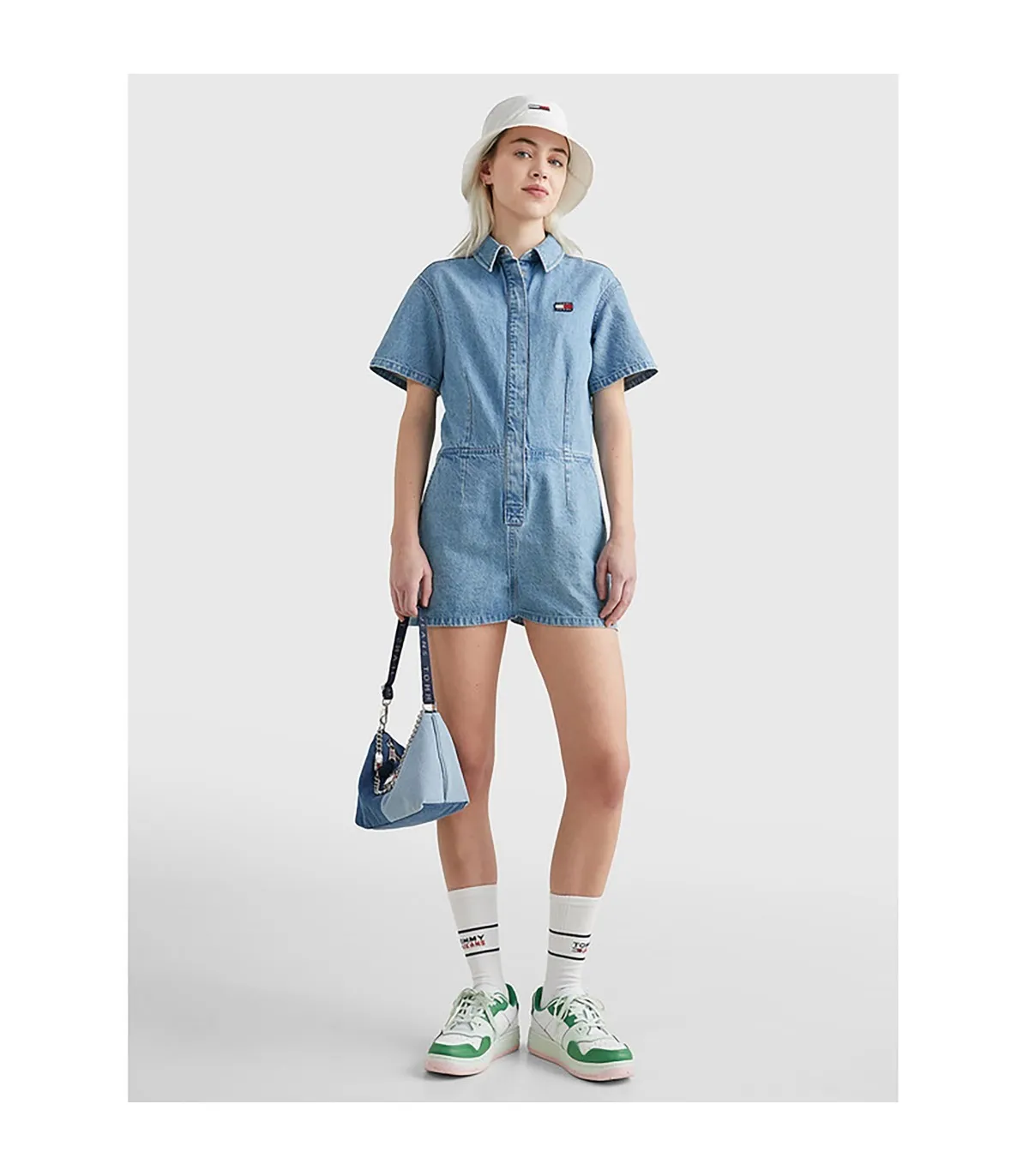 Tommy Jeans Bagde Denim Playsuit Mujer