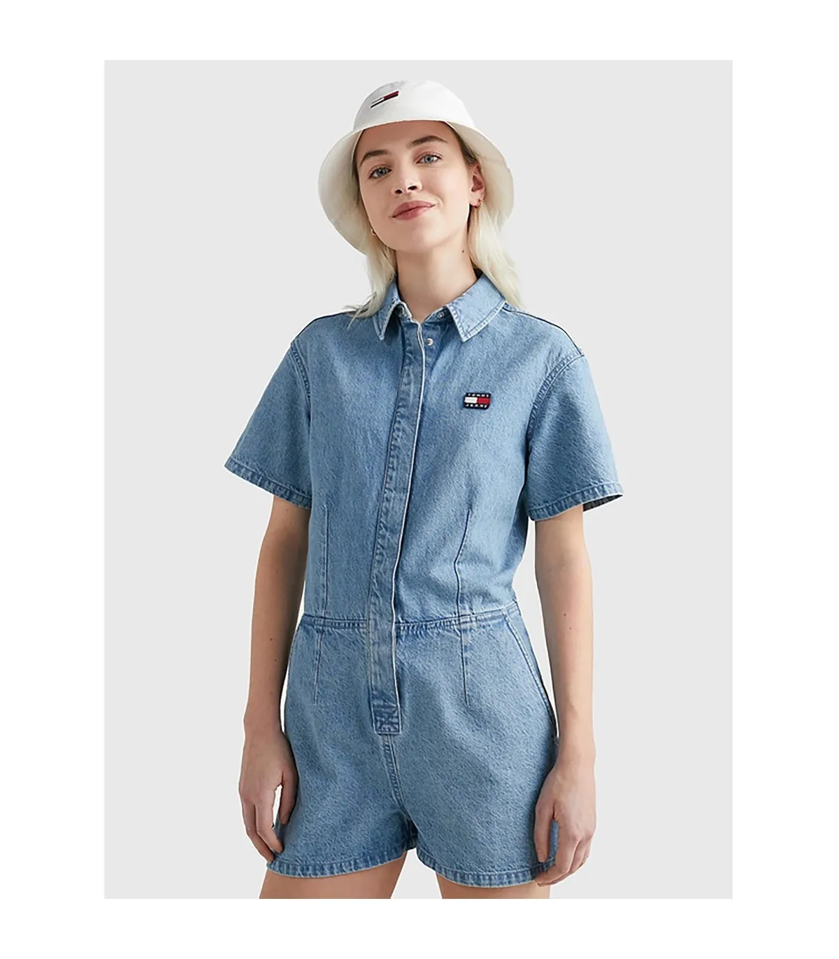 Tommy Jeans Bagde Denim Playsuit Mujer